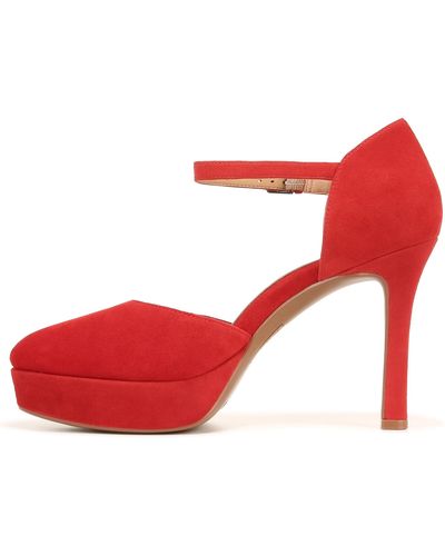 Naturalizer S Crissy Platform Ankle Strap Pump Crimson Red Suede 11 W