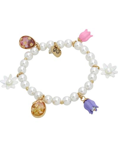 Betsey Johnson S Spring Charm Pearl Stretch Bracelet - Metallic