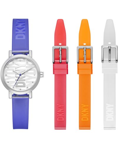 DKNY Soho Quartz Stainless Steel And Silicone Watch - White