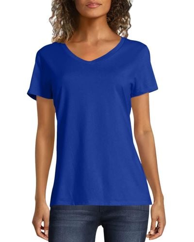 Hanes S Perfect-t V-neck T-shirt - Blue