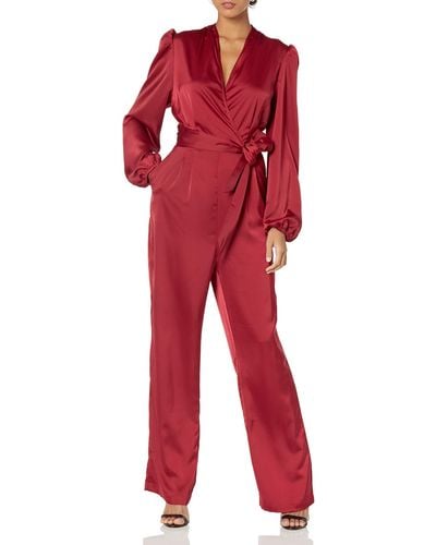 Kendall + Kylie Kendall + Kylie Bell Sleeve Belted Jumpsuit - Red