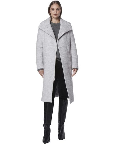 Andrew Marc Marc New York By Asymmetrical Boucle Wool Long Coat - Gray