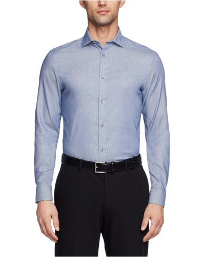 Calvin Klein Dress Shirt Slim Fit Non Iron Stretch Solid - Blue