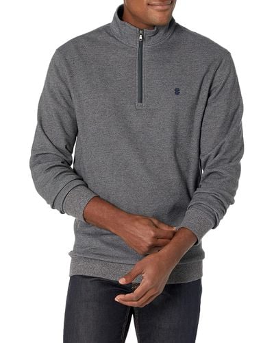 Izod Big Advantage Performance Quarter Zip Fleece Pullover Sweatshirt - Gray