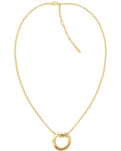 Calvin Klein Women's Twisted Ring Collection Pendant Necklace Yellow Gold - 35000307 - Metallic