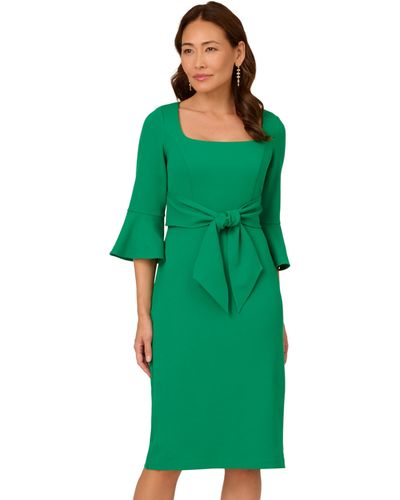 Adrianna Papell Bell Sleeve Tie Front Dress - Green