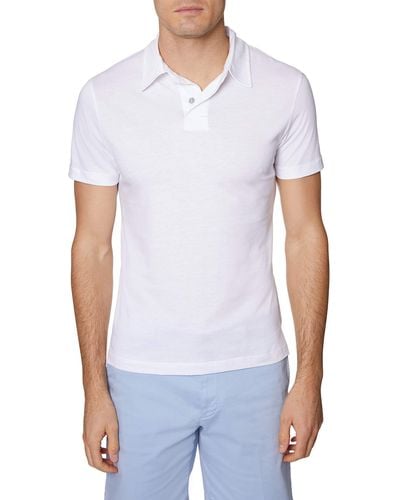 Hickey Freeman Regular Fit Short Sleeve Core 2 Button Cotton Polo Shirt - White