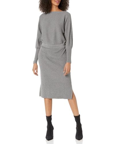 Anne Klein Dolman Sleeve Sweater Dress - Gray