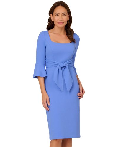 Adrianna Papell Bell Sleeve Tie Front Dress - Blue