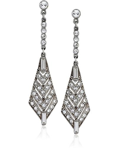 Ben-Amun "crystal Deco" Crystal Triangular Drop Earrings - Black