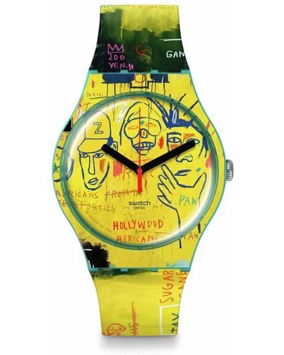 Swatch Hollywood Africans By Jm Basquiat Quartz Watch - Yellow