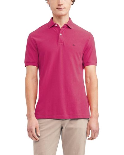 Tommy Hilfiger Short Sleeve Cotton Pique Polo Shirt In Regular Fit - Pink