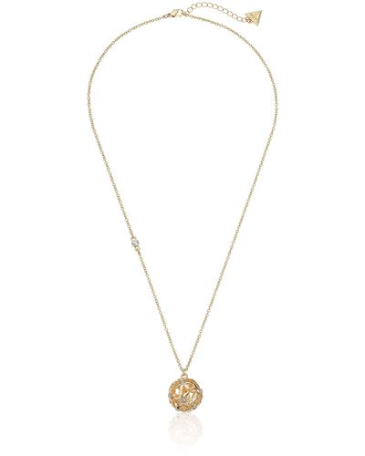 Guess "basic" Gold Floral Ball Pendant Necklace - Metallic