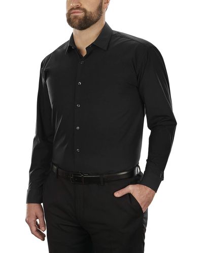 Kenneth Cole Unlisted Dress Shirt Big And Tall Solid - Black