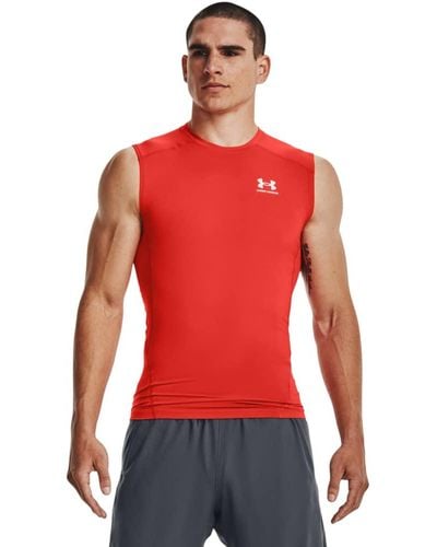 Under Armour Standard Heatgear Compression Sleeveless T-shirt, - Red