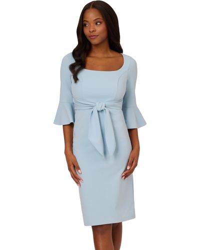 Adrianna Papell Bell Sleeve Tie Front Dress - Blue