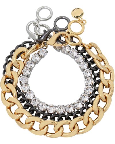 Steve Madden Tennis Bracelet Set - Metallic