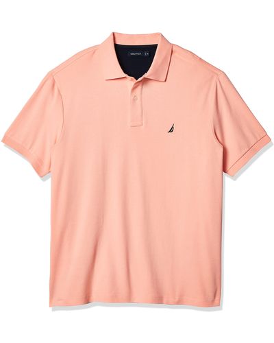 Nautica Classic Fit Short Sleeve Solid Soft Cotton Polo Shirt - Pink