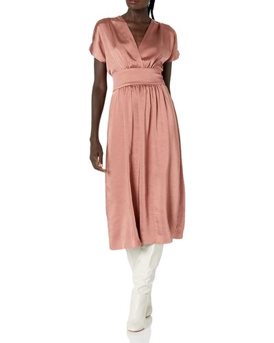 Anne Klein V-neck Midi Dress - Pink