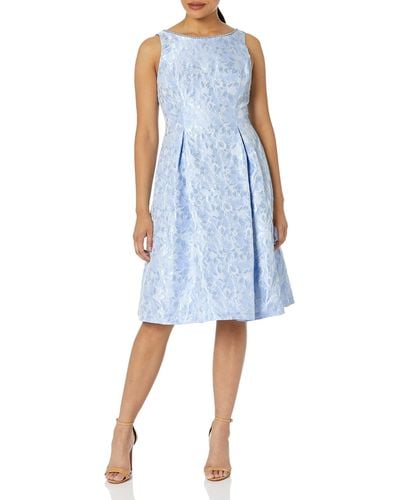 Adrianna Papell Pearl Trimmed Jacquard Dress - Blue