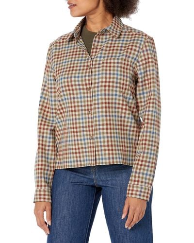 Pendleton Long Sleeve Cropped Wool Shirt - Blue