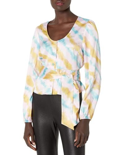 Kendall + Kylie Kendall + Kylie Plus Size Peplum Top With Belt - Multicolor