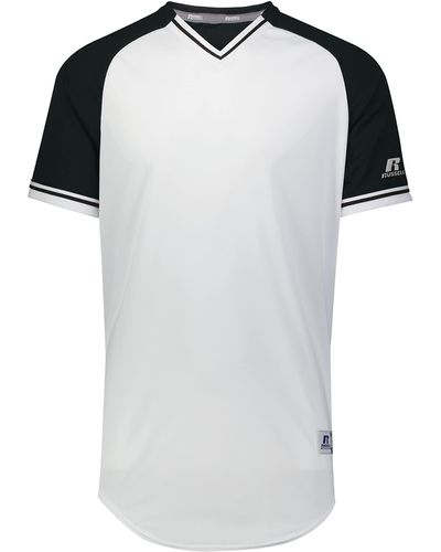 Russell Classic V-neck Baseball Jersey: Vintage Appeal - Black
