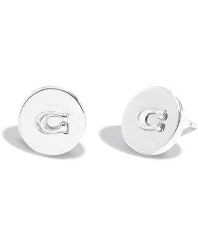 COACH Signature Coin Stud Earrings - White