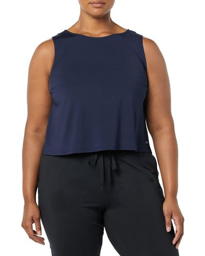 Amazon Essentials Tech Stretch Cropped Loose-fit Tank - Blue