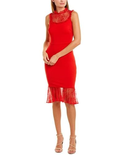 Ali & Jay Two To Tango Lace Illuson Fitted Sheath Dress - Red