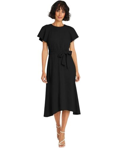 Maggy London Flutter Sleeve And Waist Tie Cocktail Multi Occasion Wedding Guest Dresses For - Black