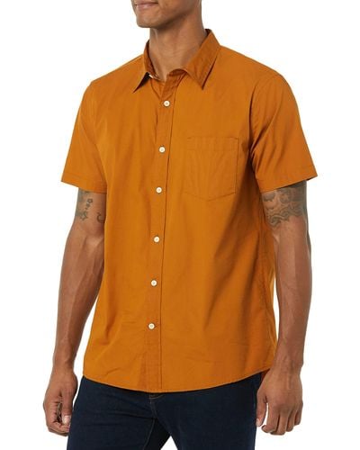Goodthreads Standard-fit Short-sleeve Stretch Poplin Shirt - Orange