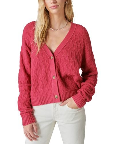 Lucky Brand Cozy Cable-knit Button-front Cardigan - Red