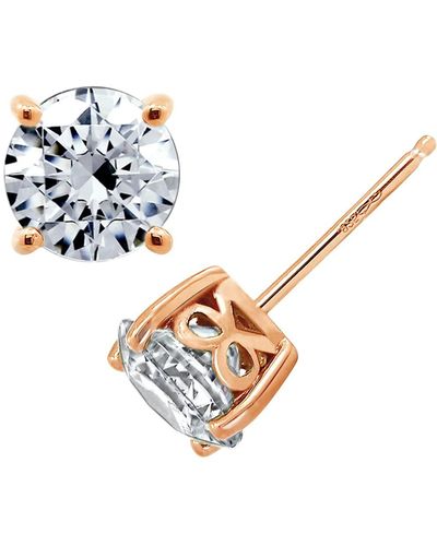 Amazon Essentials Rose Gold Plated Sterling Silver Stud Earrings Set With Round Cut Infinite Elements Cubic Zirconia - Metallic