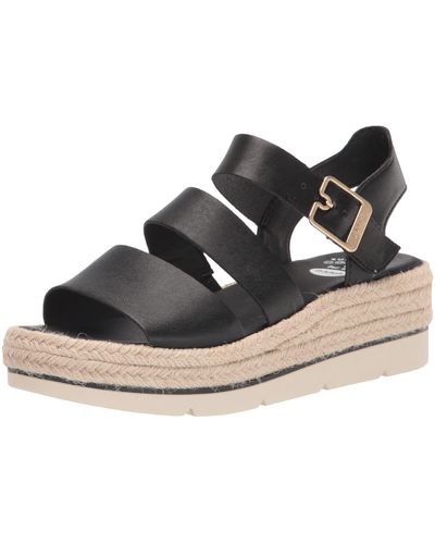 Dr. Scholl's Shoes Sandali Con Zeppa Donna Sheena - Finta Pelle Nera, Cinturino Regolabile, Taglia 39 EU / 11 US