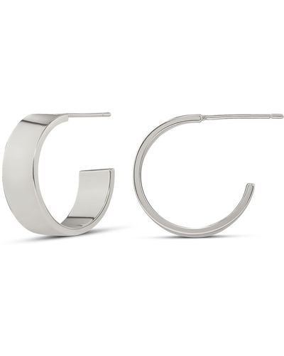 Amazon Essentials Sterling Silver Plated Square Edge Hoop 18mm - White