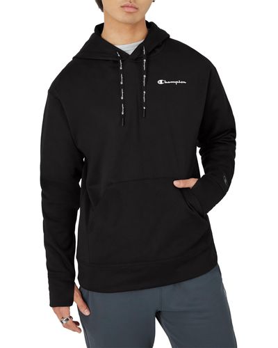 Champion , Game Day Moisture-wicking Breathable Stretch Hoodie, Black Small Script, Large