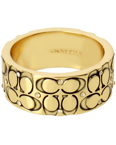 COACH Signature Logo Quilted Band Ring - Metallic
