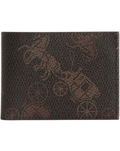 COACH Slim Billfold In Large Horse And Carriage Coated Canvas - Black