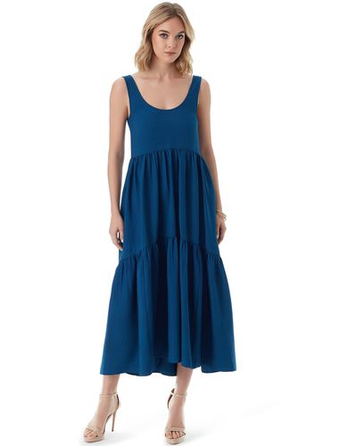 Jessica Simpson Plus Size Cheryl Sleeveless Two Tiered Maxi Dress - Blue