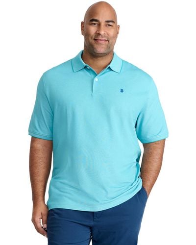 Izod Big And Tall Advantage Performance Short Sleeve Polo Shirt - Blue