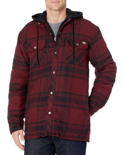 Dickies Mens Relaxed Fit Hooded Shirt Quilted Jacket - Multicolor