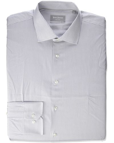 Hickey Freeman Contemporary Fitted Long Dress Shirt - Gray