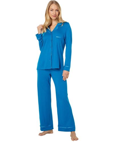 Cosabella Amore Petite Long Sleeve Top & Pant Pajama Set - Blue