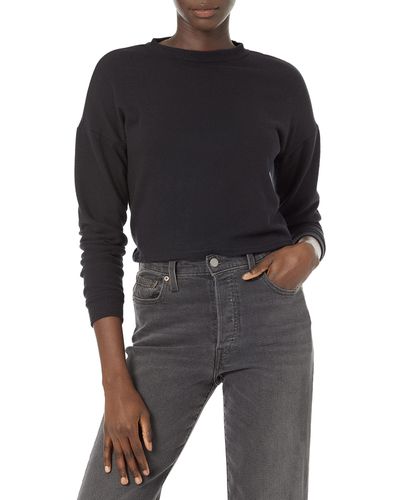 Hudson Jeans Womens Twist Back Ls Sweatshirt - Black