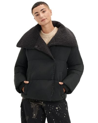 UGG Patricia Sherpa Lined Puffer Coat - Black