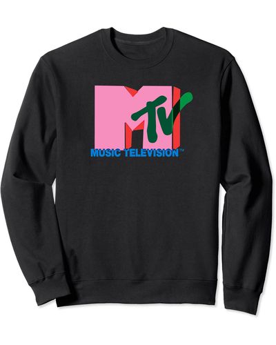 Amazon Essentials Mtv Overlapping Colorful Shapes Logo Sweatshirt - Black