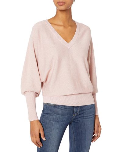 Milly Miy Feather Cuff V-Neck Sweater