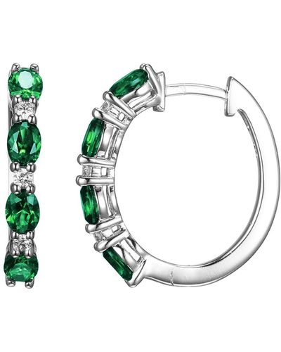 Amazon Essentials 0.12 Cttw Lab Grown Diamond And Created Emerald 925 Sterling Silver Hoop Earrings - Multicolor