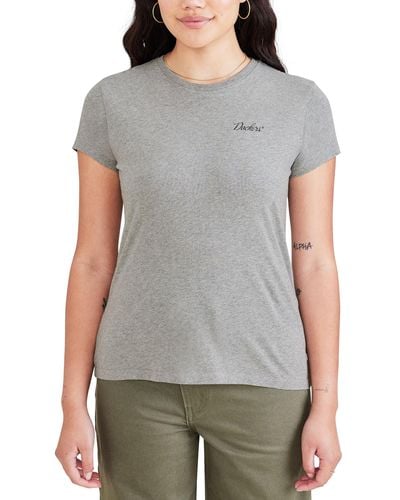 Dockers Slim Short Sleeve Graphic Tee Shirt, - Gray